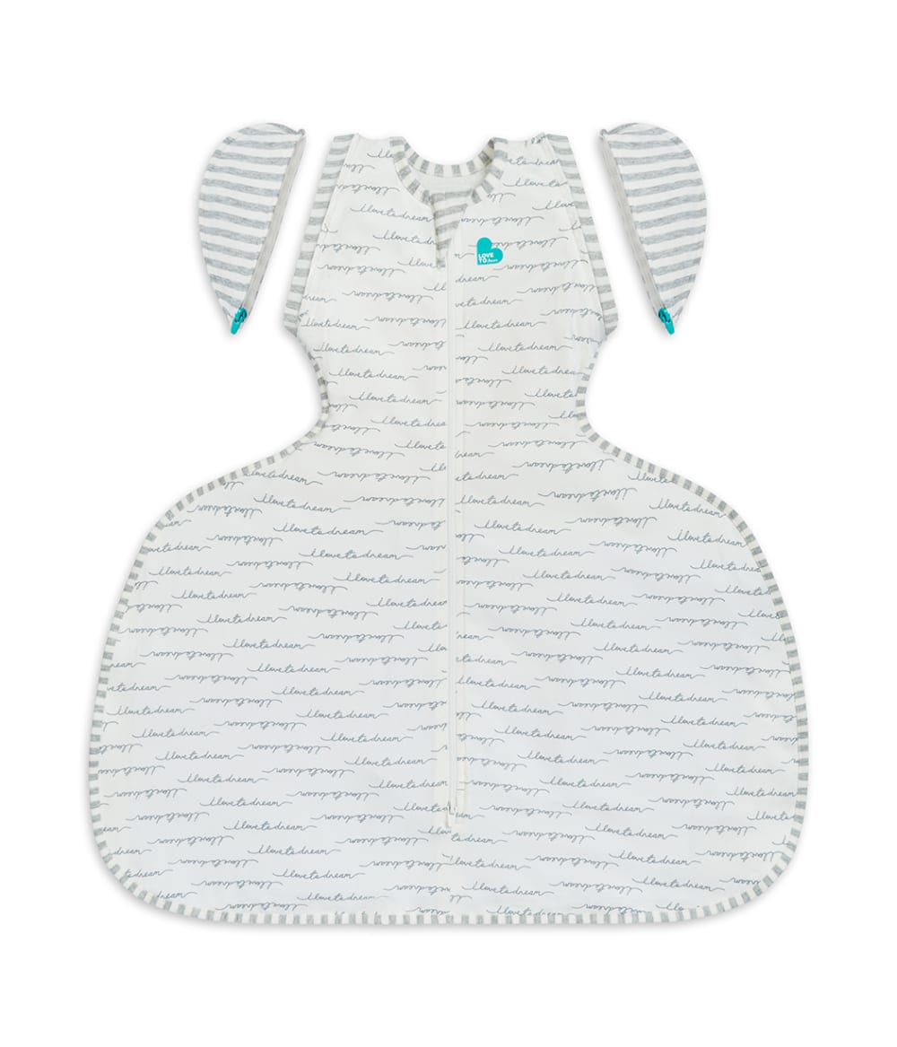 Little Hippy Co. - Love to Dream Swaddle Up Transition Hip Harness Sleepsack in White Dreamer